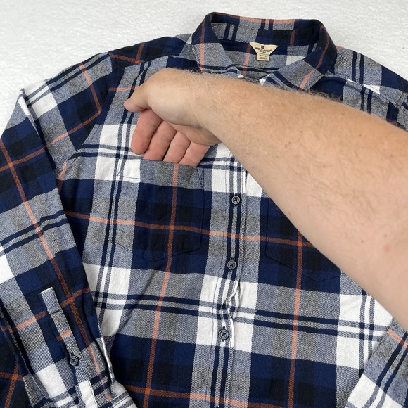 VTG WOOLRICH Flannel Button Down Shirt Women XL Blue White Classic Plaid Outdoor - Picture 3 of 11